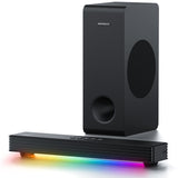 MEREDO Sound Bar for Smart TV 3.1CH PC Gaming Soundbar with Subwoofer RGB Lighting Audio Sync - G38